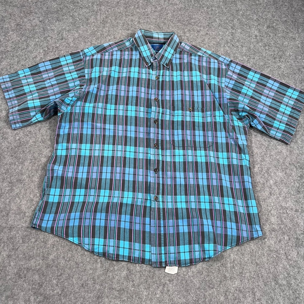 LOBO by Pendleton Vintage Flannel Plaid Short Sleeve Button Down Shirt Men's 2XL